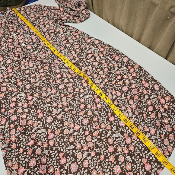 J McLaughlin‎ Dress Womens Medium Brown Floral Long Sleeve Pockets Lightweight - Picture 12 of 13